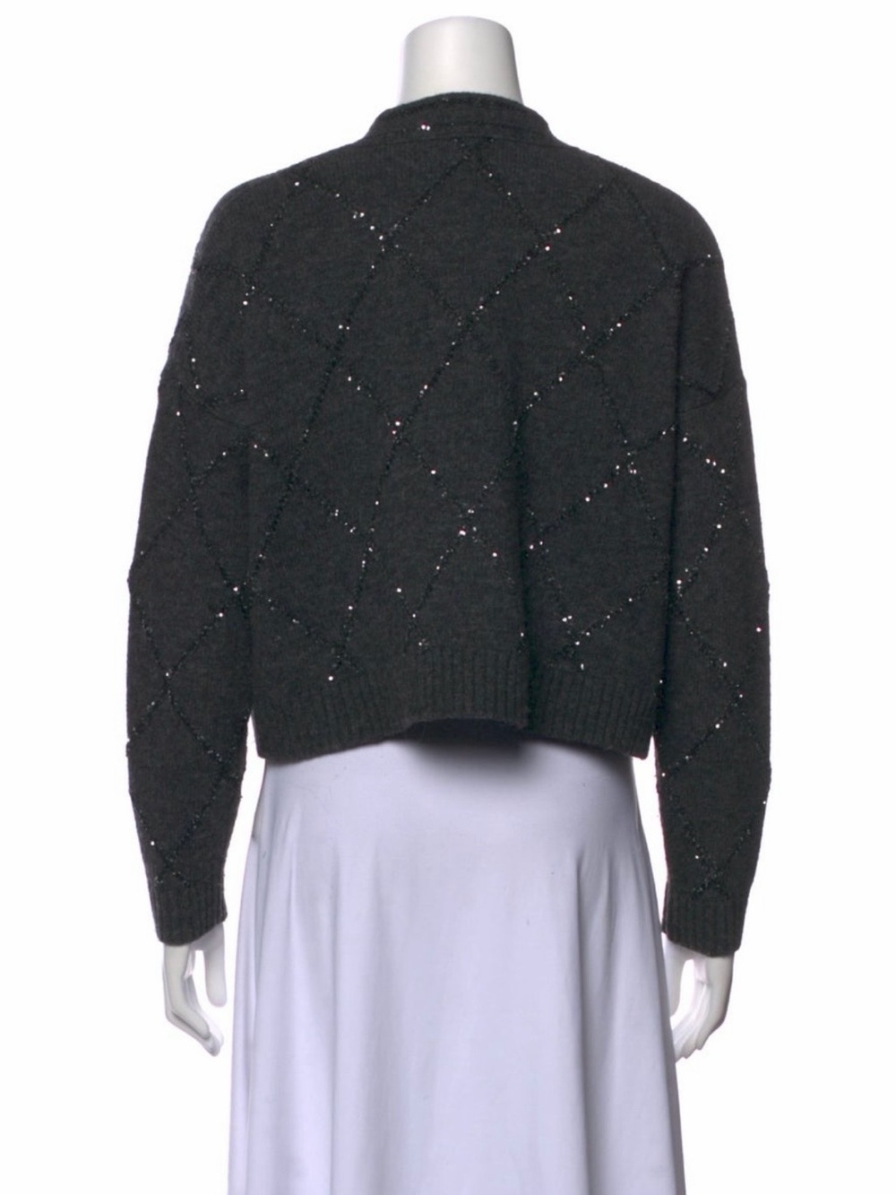 Christian Lacroix Wool V-Neck Boxy Sweater Cardigan with Embellishments. size S - Picture 2 of 11